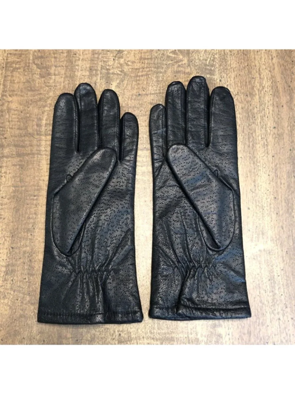 Fownes Black Leather Fleece Lined Winter Dress Driving Gloves Size 7 1/2